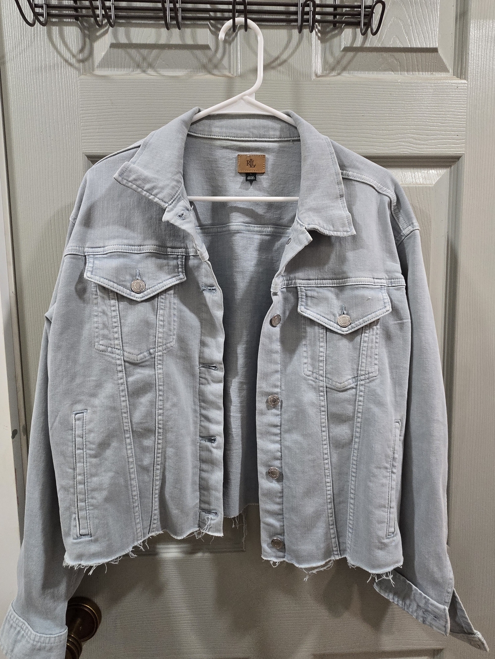 Ralph Lauren Light Gray Distressed Denim Jacket -